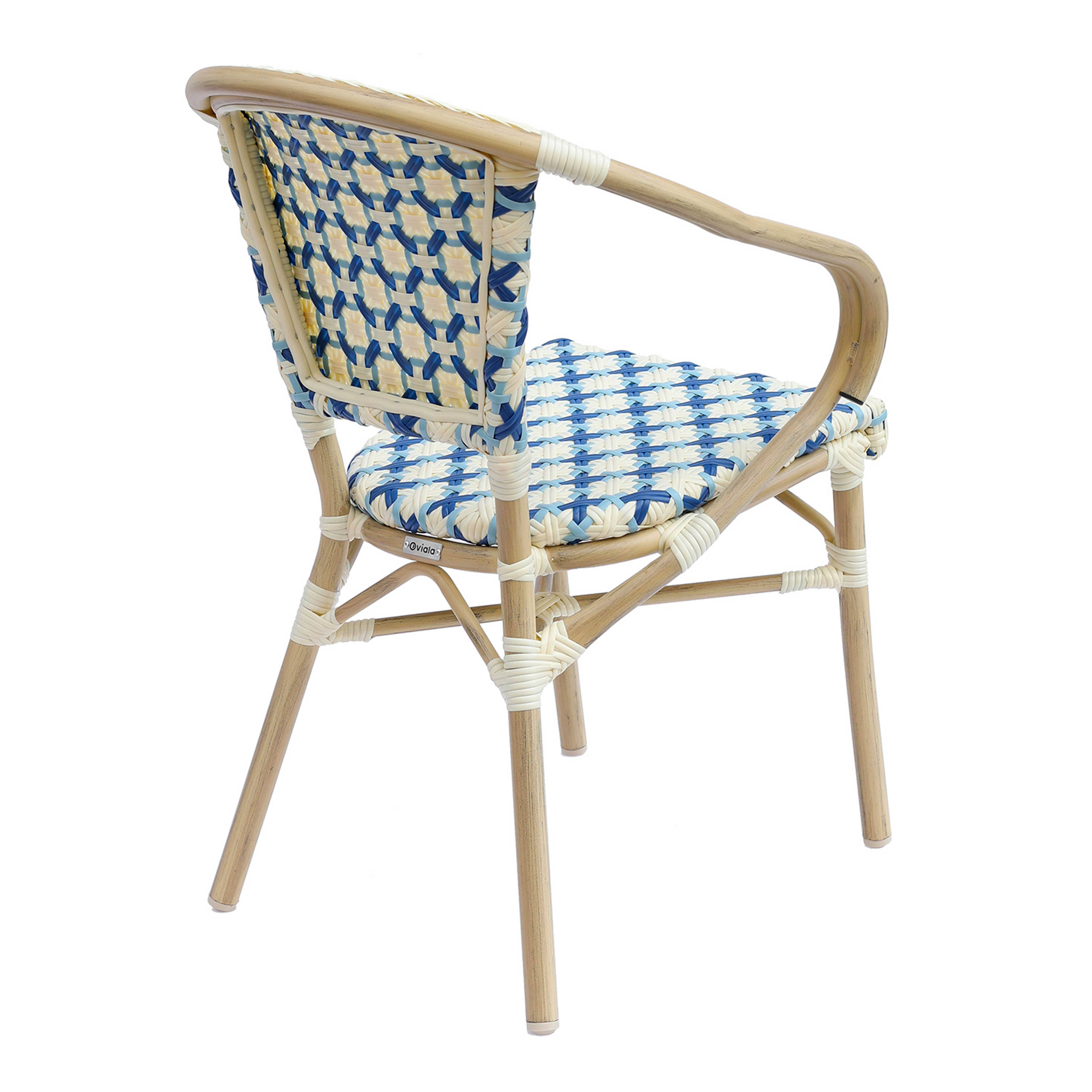 Oviala - Fauteuil de terrasse bistrot parisien en aluminium et rotin bleu Madeleine - Oviala - Imagen 5