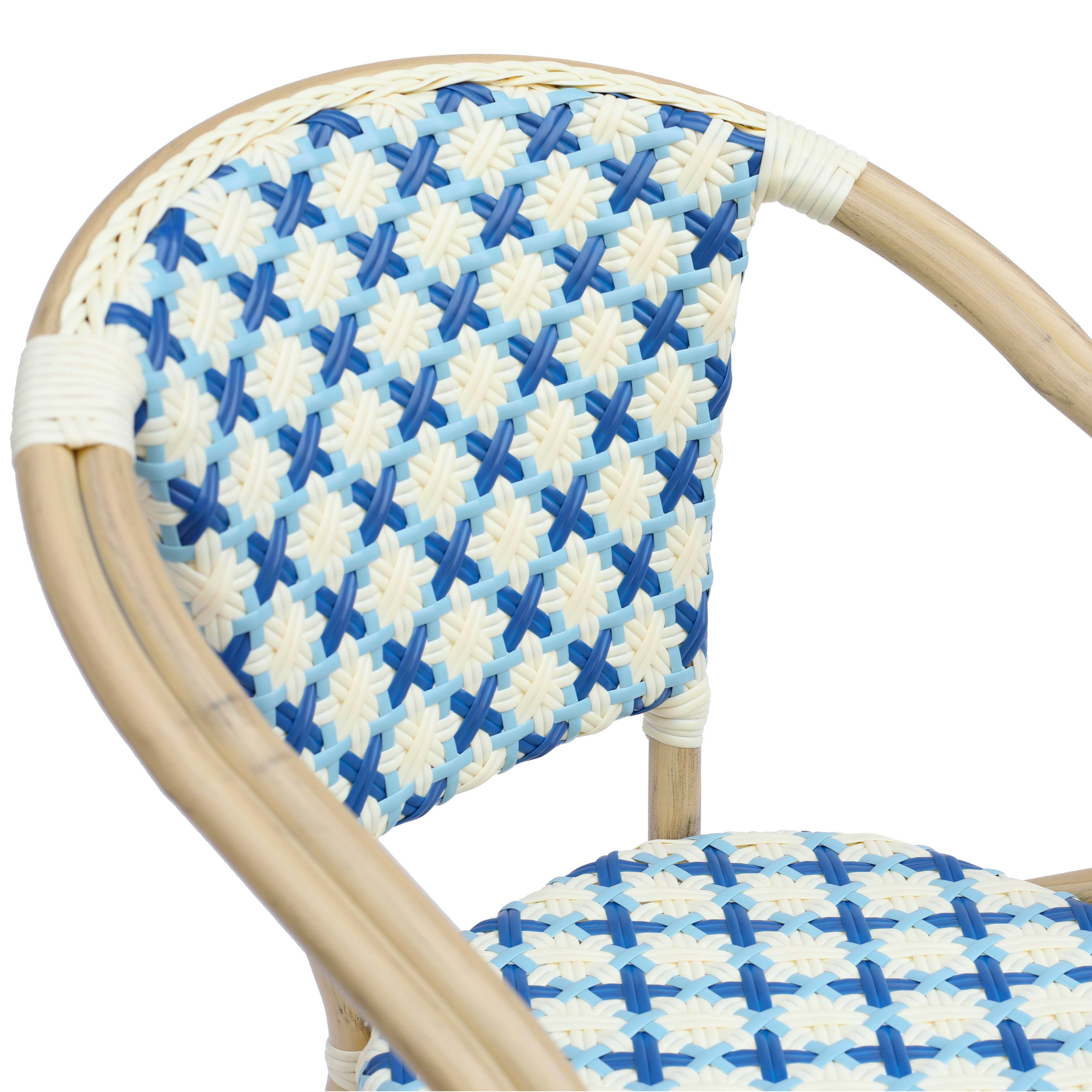 Oviala - Fauteuil de terrasse bistrot parisien en aluminium et rotin bleu Madeleine - Oviala - Imagen 6