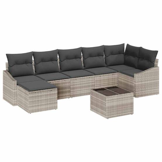ComfortXL - Salon de jardin 8 pièces polyrotin avec rangement et table hauteur réglable pour repas extérieur Gris Clair – ComfortXL Outdoor Living - Image 2