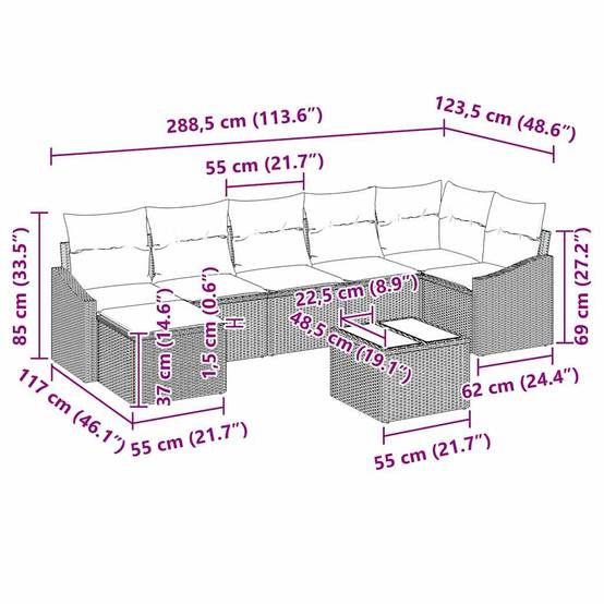 ComfortXL - Salon de jardin 8 pièces polyrotin avec rangement et table hauteur réglable pour repas extérieur Gris Clair – ComfortXL Outdoor Living - Image 8