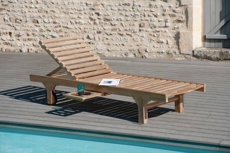 Macabane - FUN - Bain de soleil avec roulettes en bois Teck - Imagen 3