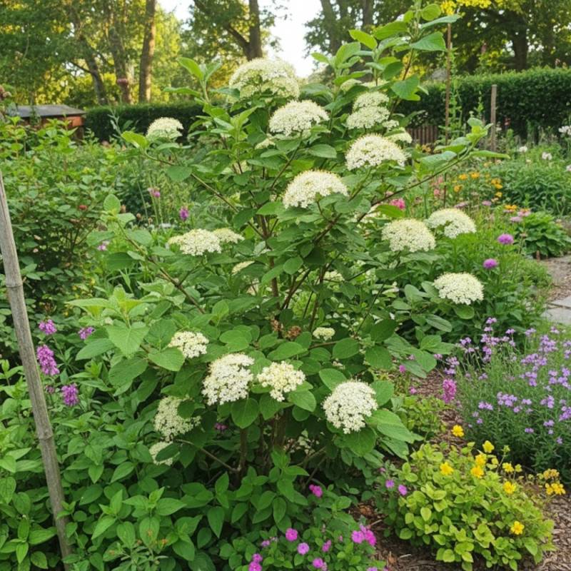 Viorne lantane, Viburnum à fleurs Blanche - feuillage Caduc - Pot de 4L - 40/60 cm-  hauteur à maturité De 1,50 m à 2,00 m - Image 4
