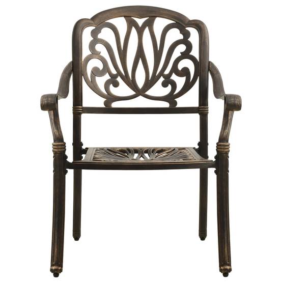 Ensemble de bistro jardin meuble extérieur terrasse 5 pièces aluminium coulé bronze - Imagen 3