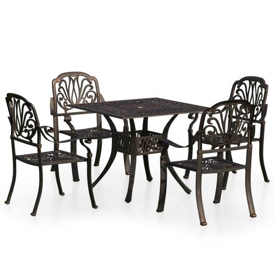 Ensemble de bistro jardin meuble extérieur terrasse 5 pièces aluminium coulé bronze - Imagen 1