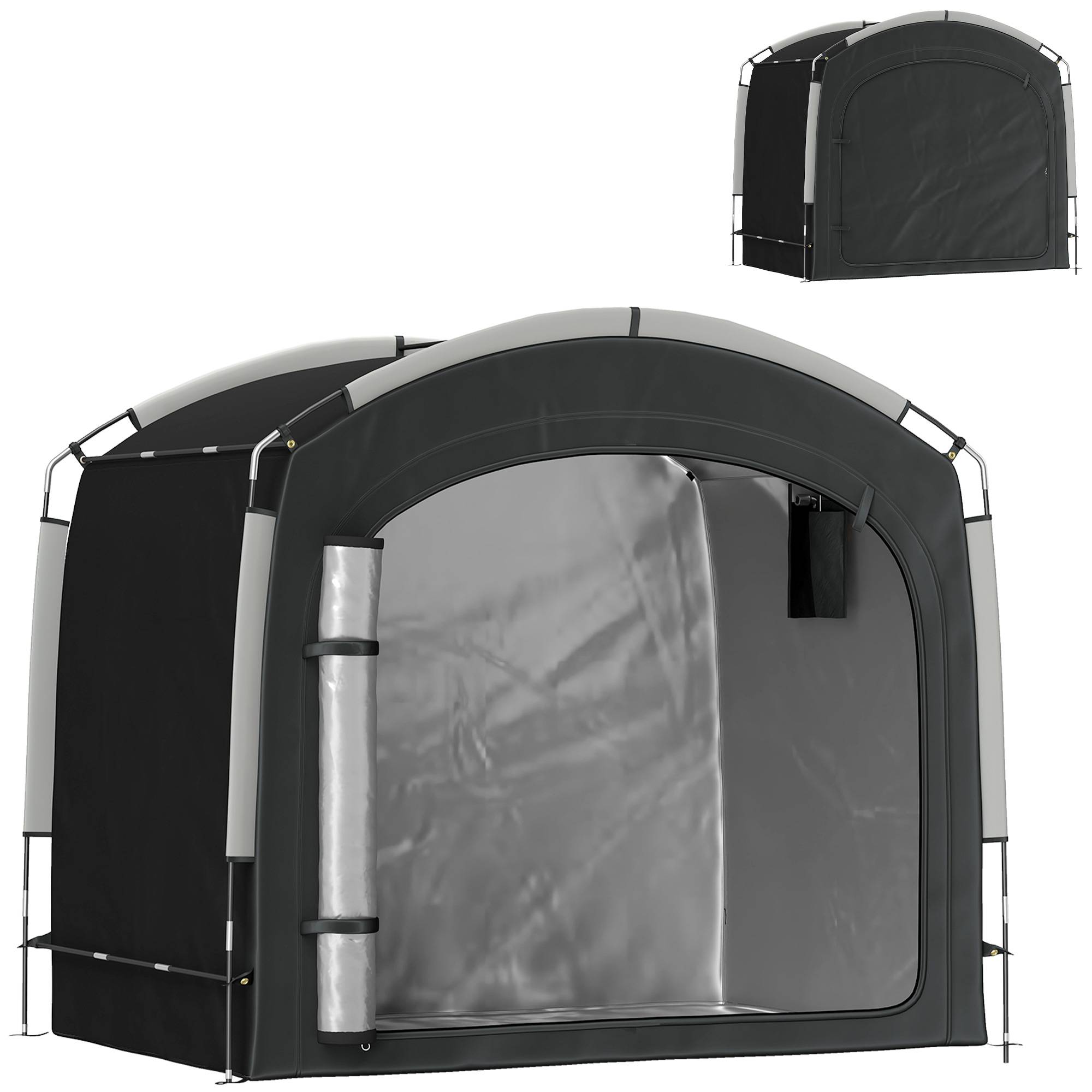 Tente abri vélo portable tissu Oxford rangement extérieur imperméable 3-4 vélos 220x150cm noir - ComfortXL Outdoor Living - Image 1