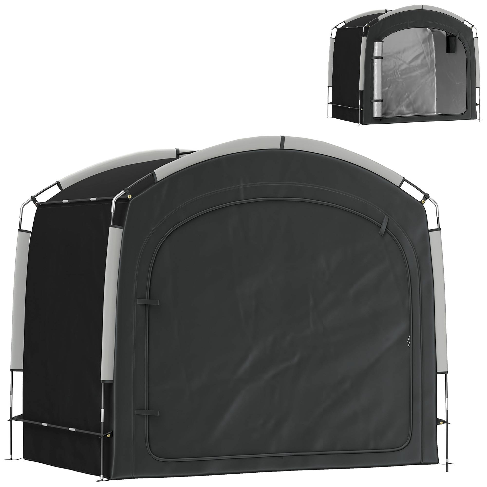 Tente abri vélo portable tissu Oxford rangement extérieur imperméable 3-4 vélos 220x150cm noir - ComfortXL Outdoor Living - Image 2