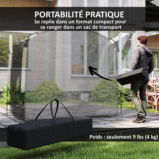 Tente abri vélo portable tissu Oxford rangement extérieur imperméable 3-4 vélos 220x150cm noir - ComfortXL Outdoor Living - Image 9