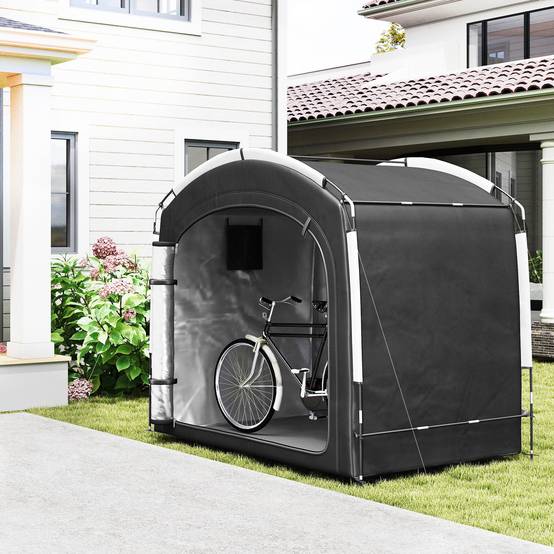 Tente abri vélo portable tissu Oxford rangement extérieur imperméable 3-4 vélos 220x150cm noir - ComfortXL Outdoor Living - Image 3
