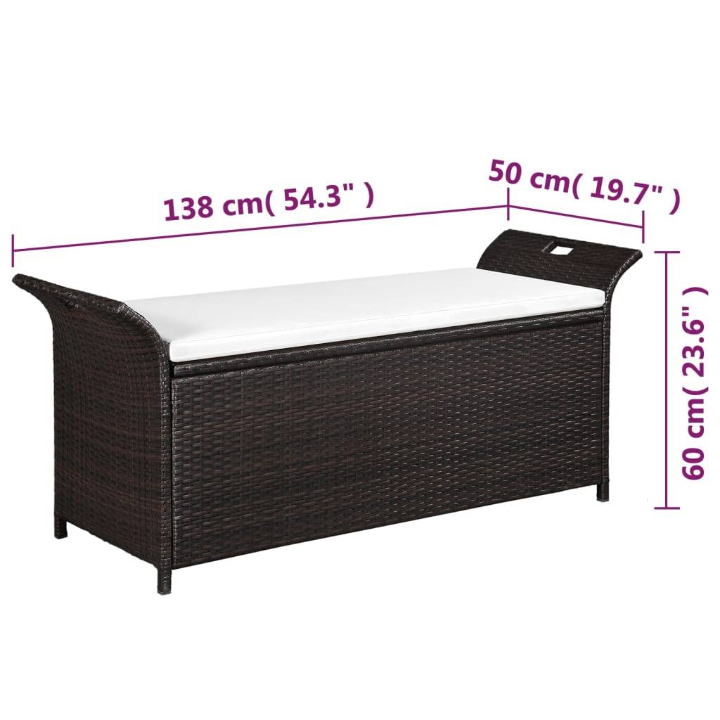 Helloshop26 - Banc de jardin meuble de patio d'extérieur terrasse avec coussin 138 cm résine tressée marron - Imagen 5