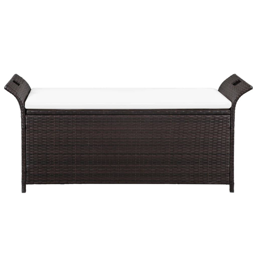 Helloshop26 - Banc de jardin meuble de patio d'extérieur terrasse avec coussin 138 cm résine tressée marron - Imagen 2