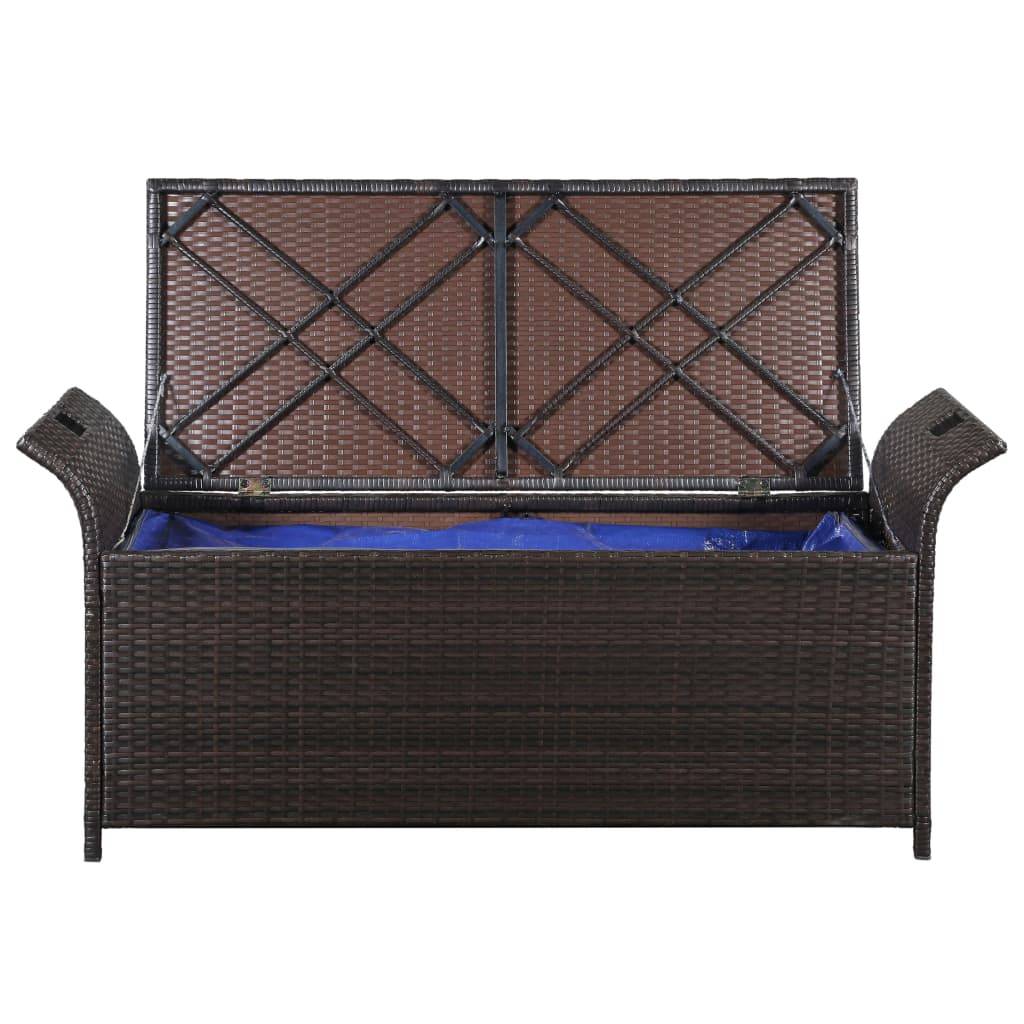 Helloshop26 - Banc de jardin meuble de patio d'extérieur terrasse avec coussin 138 cm résine tressée marron - Imagen 4