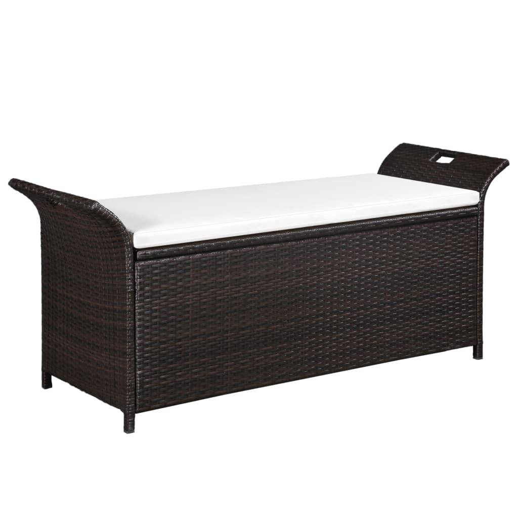 Helloshop26 - Banc de jardin meuble de patio d'extérieur terrasse avec coussin 138 cm résine tressée marron - Imagen 1