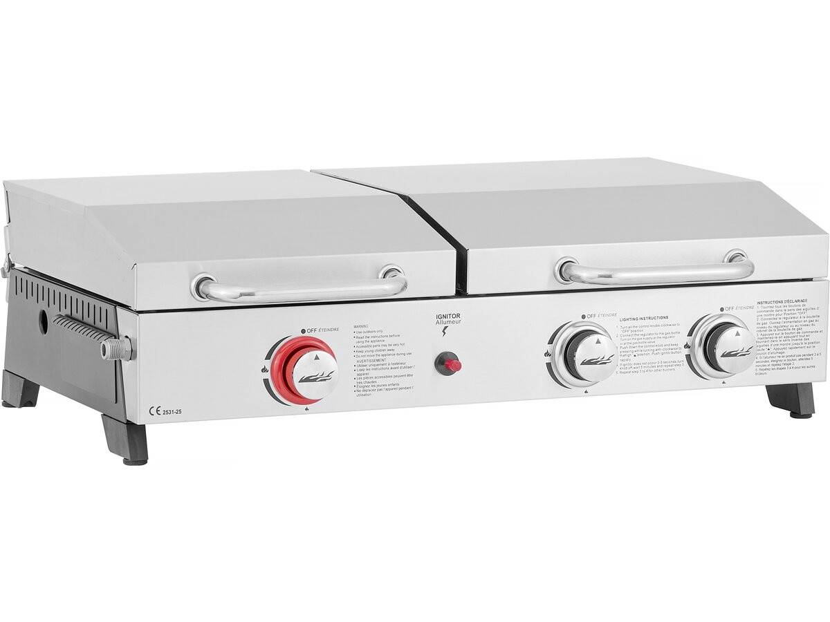 Habitat Et Jardin - Plancha Barbecue à Gaz Avec Grille Et Plancha "flamo" - 3 Bruleurs - Gris -habitat Et Jardin