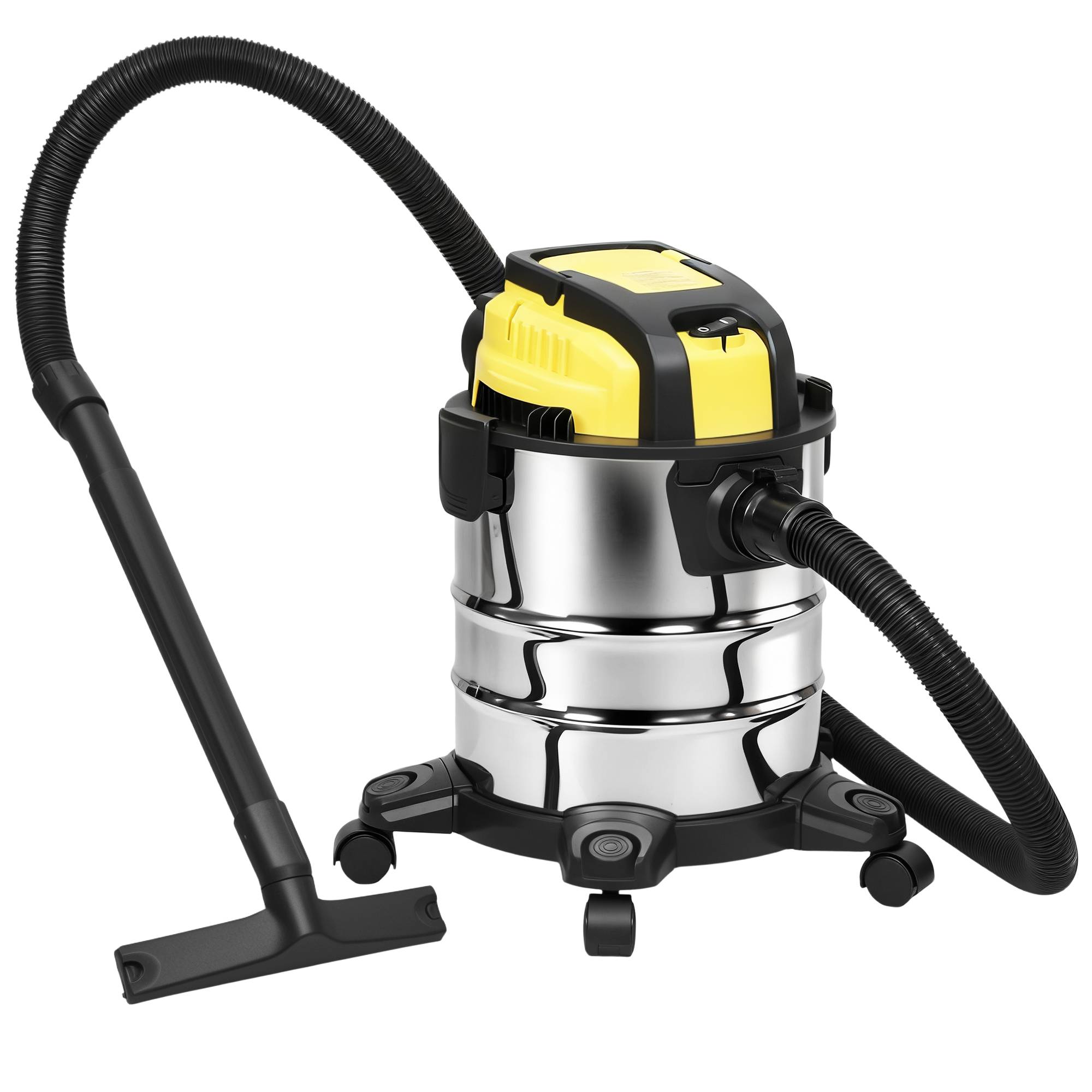 Aspirateur sec et humide 3-en-1 1200W fonction souffleur, tuyau 2m, réservoir inox 20L, jaune - Image 2