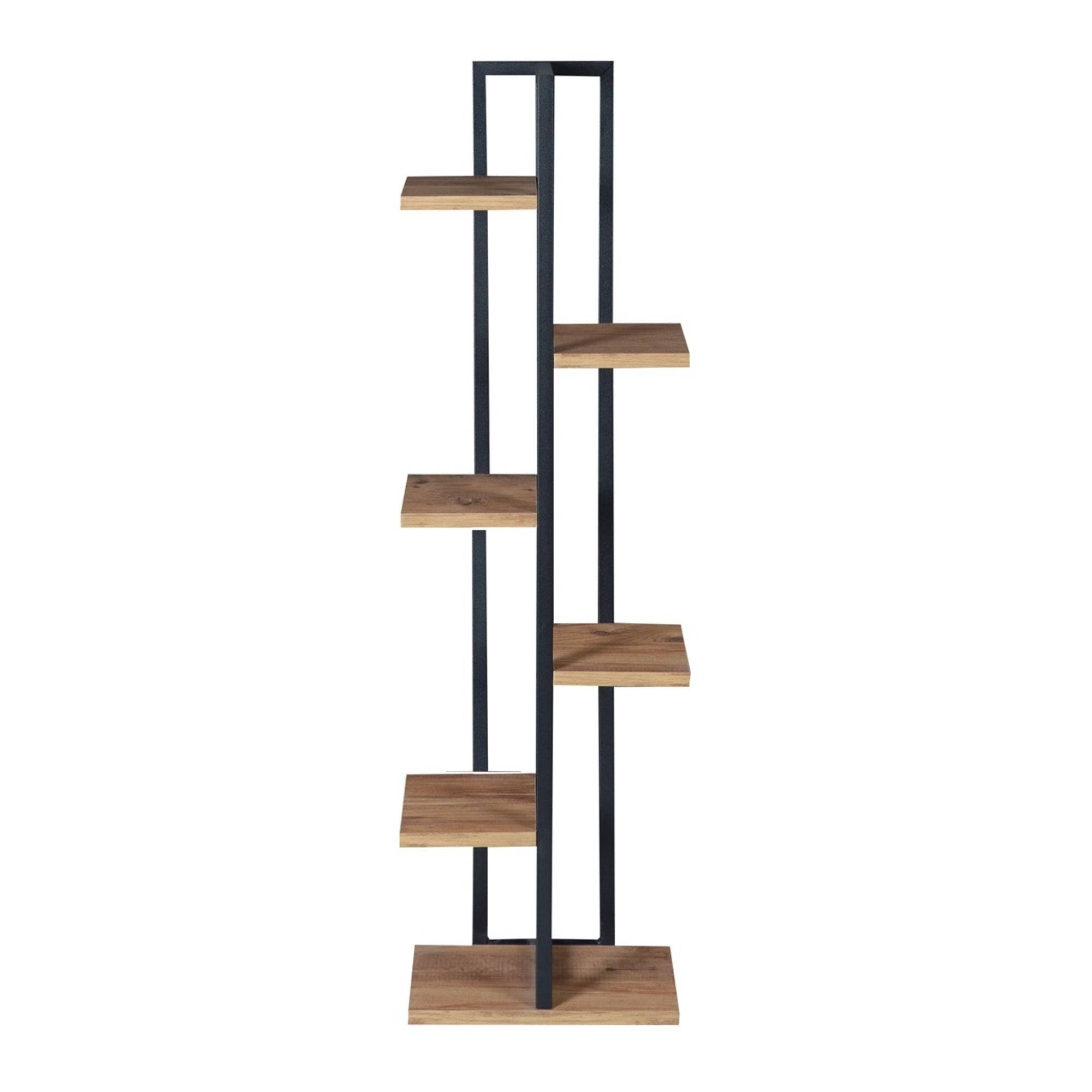 Support de plantes à 5 niveaux 120 x 34 x 21 cm effet noyer / noir - Image 3