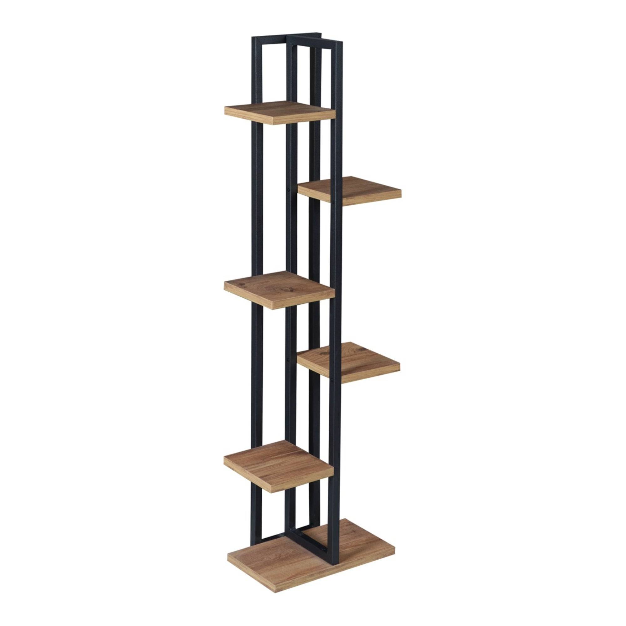 Support de plantes à 5 niveaux 120 x 34 x 21 cm effet noyer / noir - Image 1