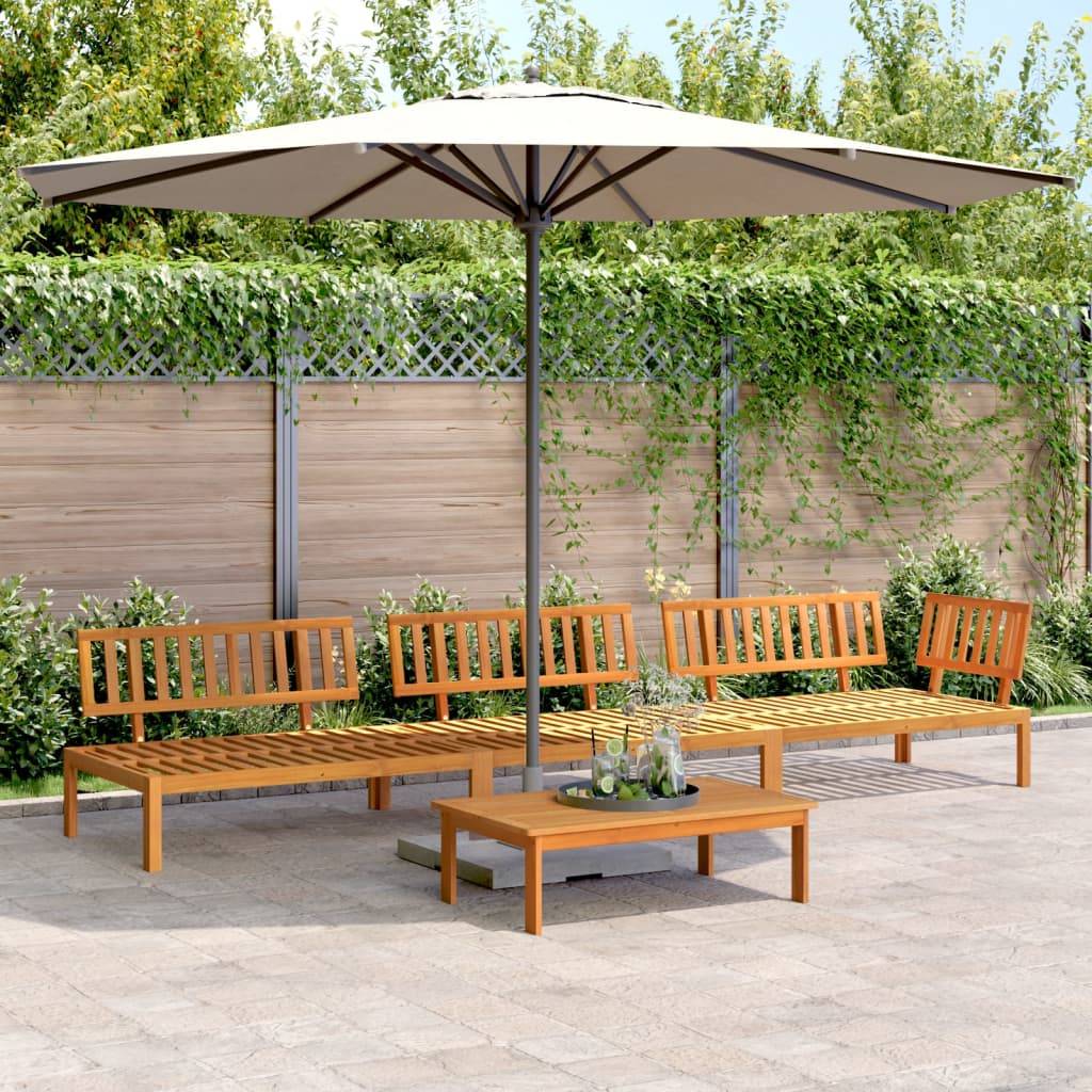 Salon de Jardin Palette 4pcs Bois d'Acacia à Lattes Modulable avec Table pour Terrasse Brun Huilé – ComfortXL Outdoor Living - Image 1