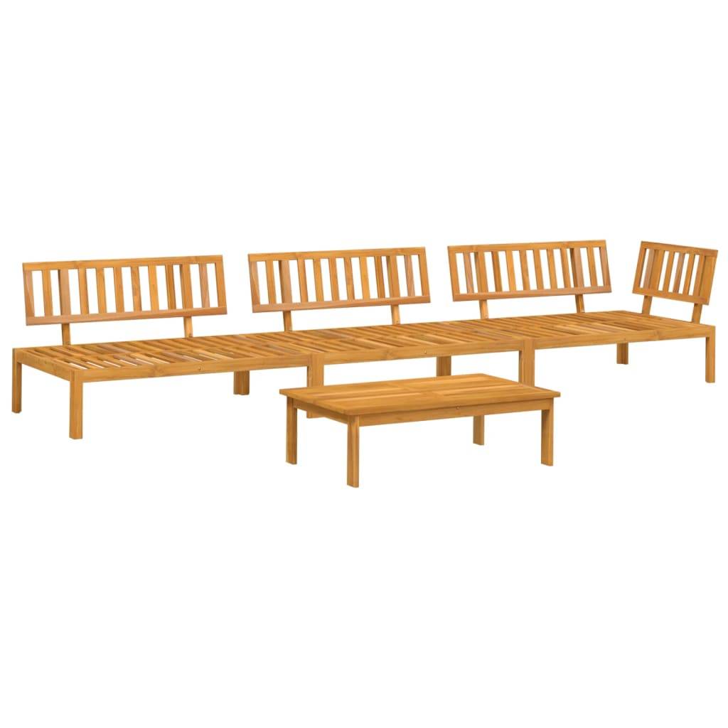 Salon de Jardin Palette 4pcs Bois d'Acacia à Lattes Modulable avec Table pour Terrasse Brun Huilé – ComfortXL Outdoor Living - Image 2