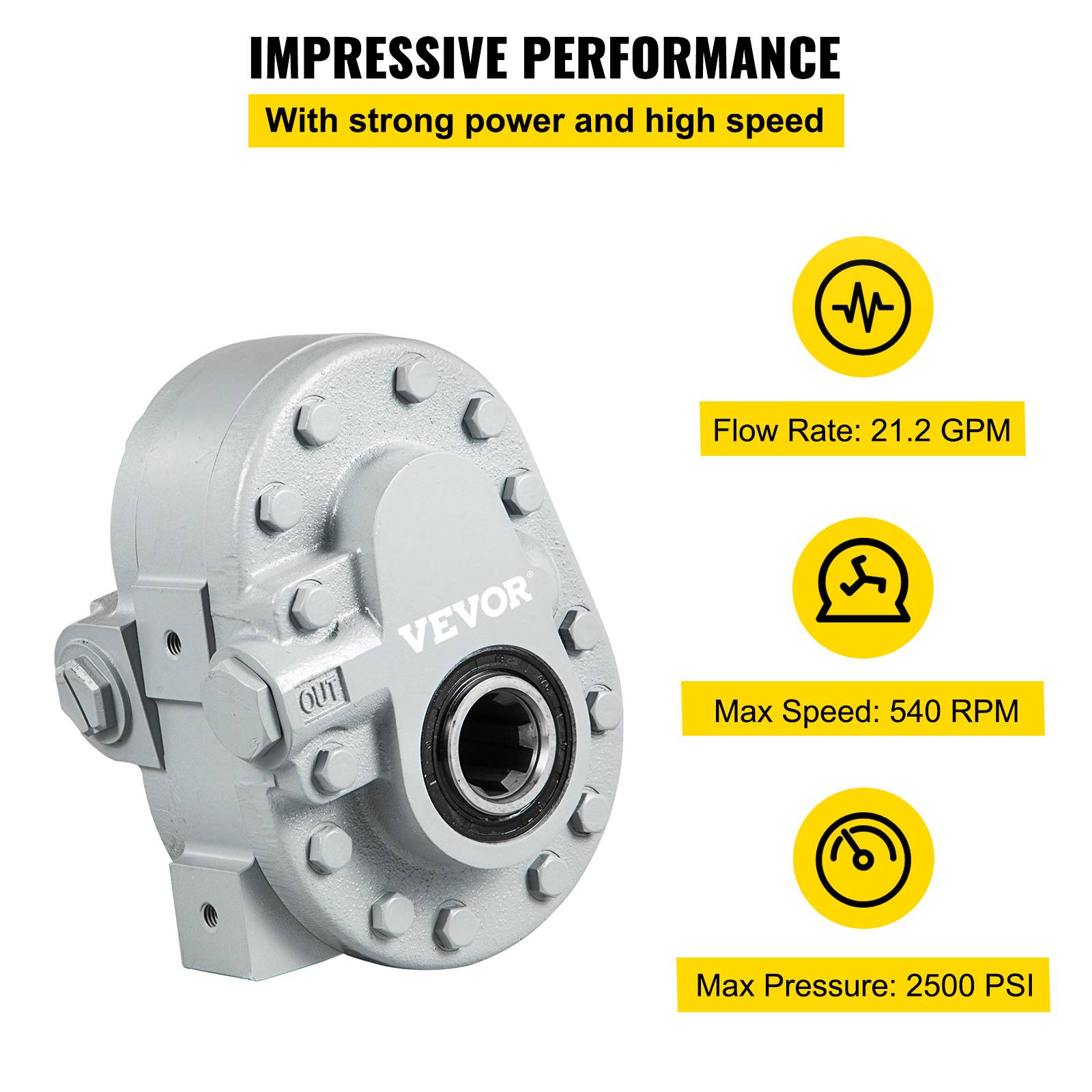 Vevor - VEVOR Pompe hydraulique 21,2 GPM, 540 tr/min, 2500 PSI, SAE 12. Pour hayon. - Image 3