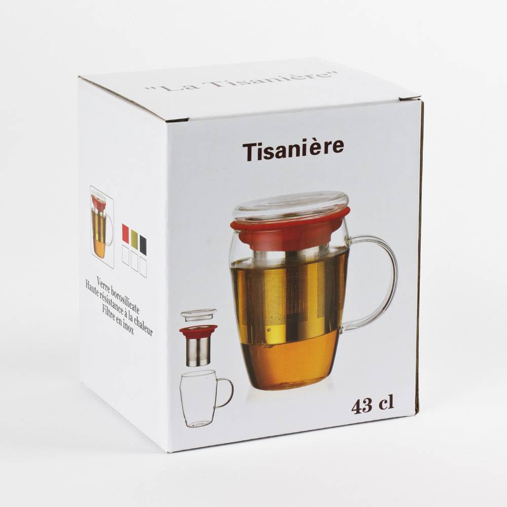 Mug infuseur 43 cl en borosilicate décor noir - Image 3
