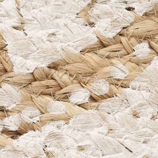 Grand Tapis Rond en Jute Tressé Fait Main Motif Mandala Réversible Naturel et Blanc 150 cm – ComfortXL Outdoor Living - Image 5