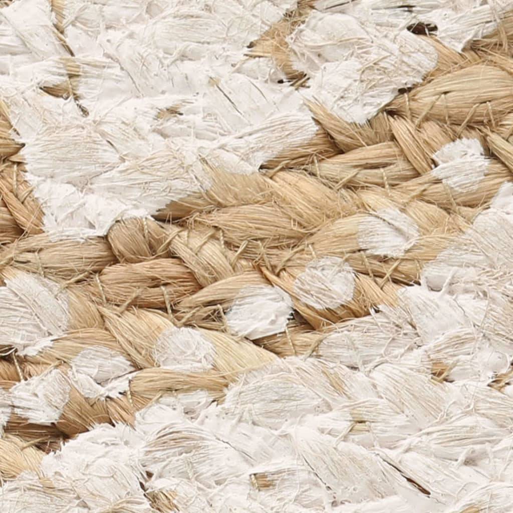 Tapis De Salon Tressé Naturel En Jute Et Coton, Style Indien, Réversible, Multicolore, Neuf