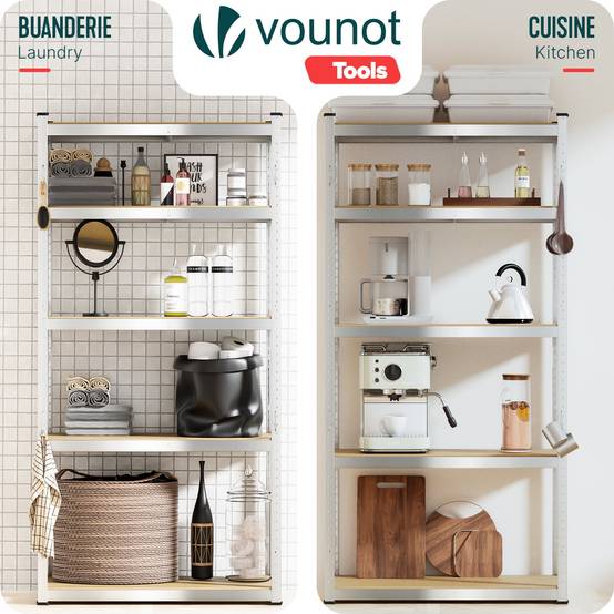Vounot - Etagères métalliques charge lourde 875kg - 90x40x180cm - 5 tablettes réglables - rayonnage robuste VOUNOT® - Image 7