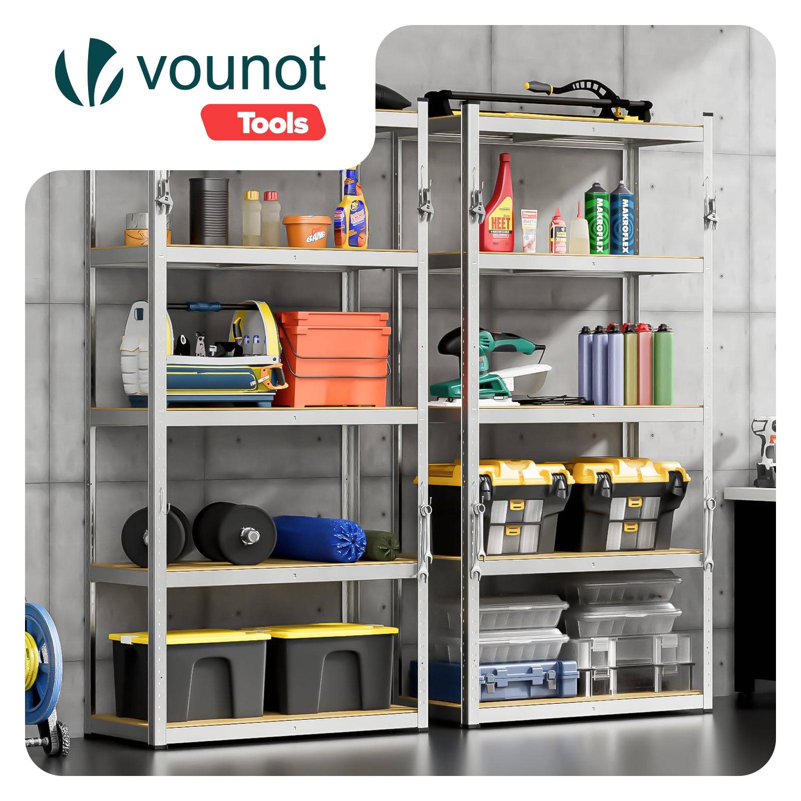 Vounot - Etagères métalliques charge lourde 875kg - 90x40x180cm - 5 tablettes réglables - rayonnage robuste VOUNOT® - Image 2