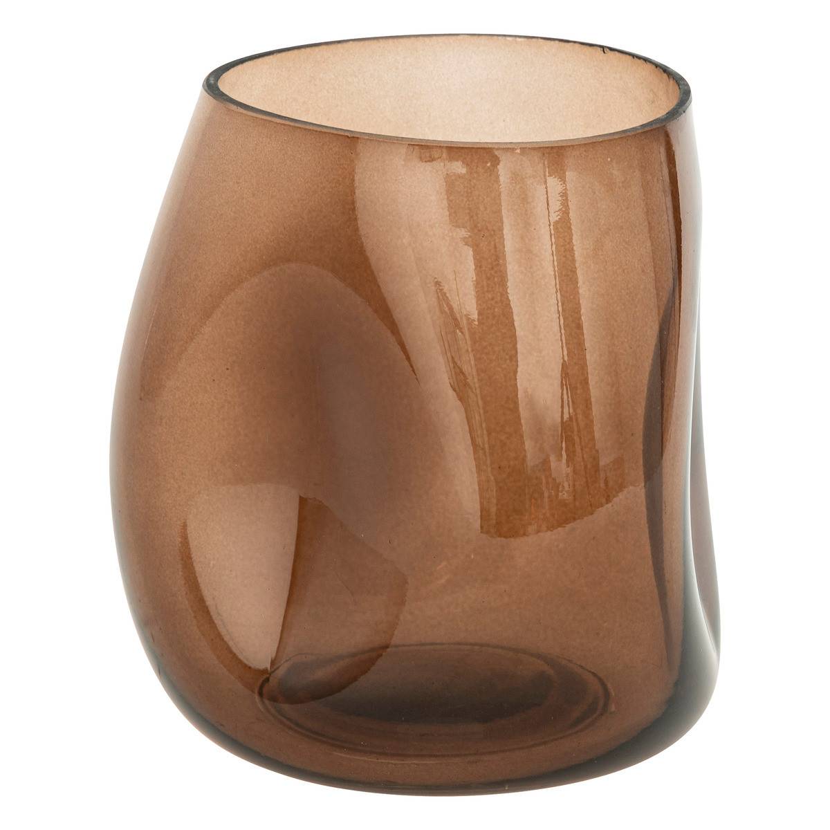 Atmosphera - Vase forme moderne en verre Marron H 16 cm - Imagen 1