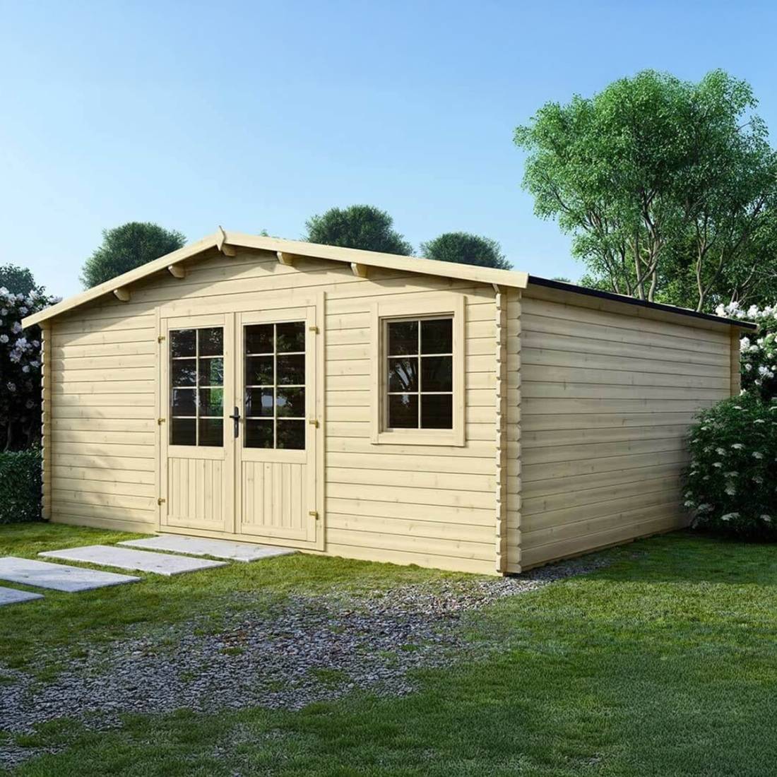 Altanka - Abri de jardin en bois - 25m2 - 5x5m - Ep. 28mm - Couleur: naturel - DOM591 - ALTANKA