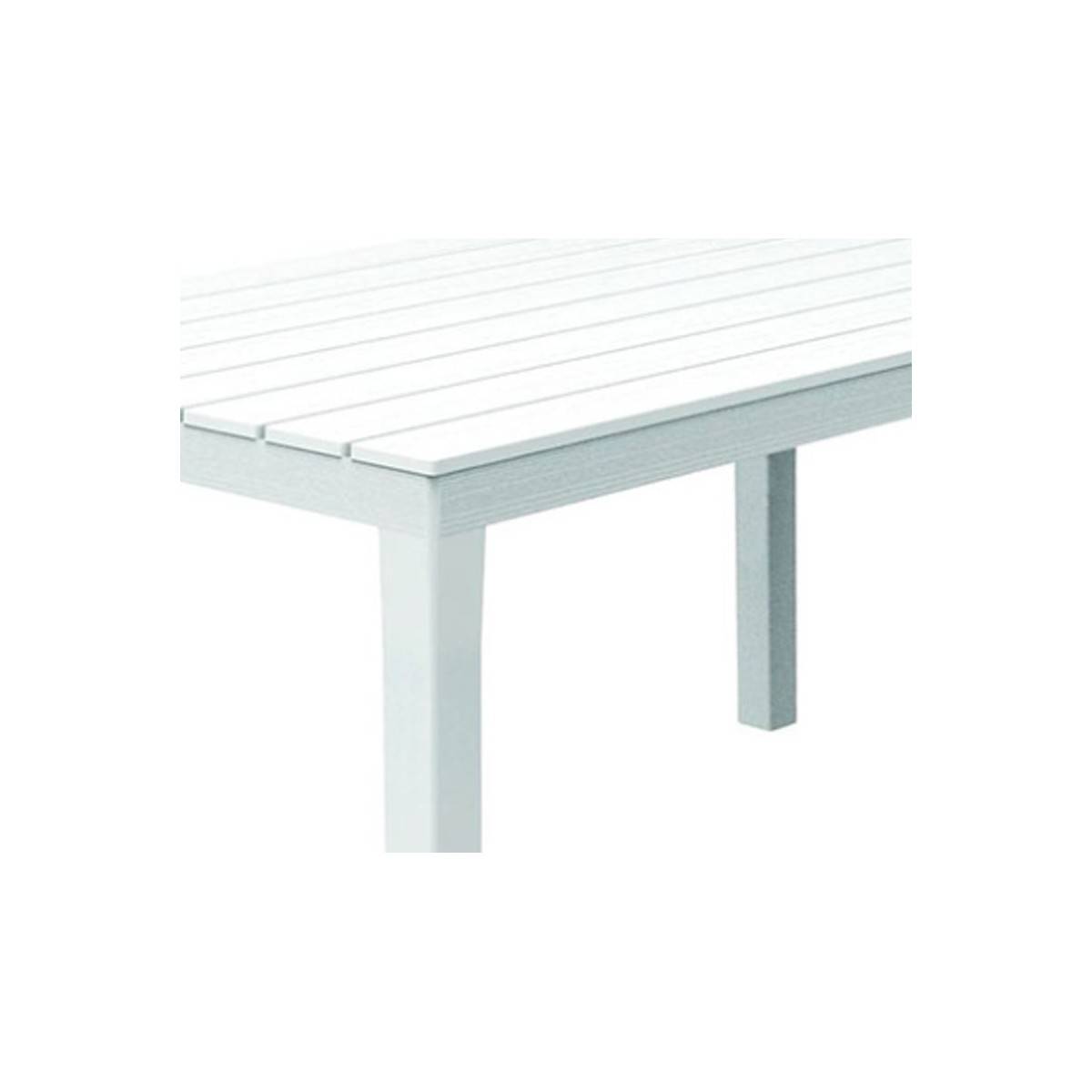 Table blanche 138x80xH72cm rectangle Résine Effet lattes Bois - Imagen 1
