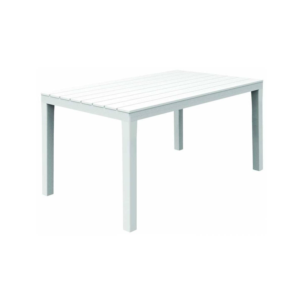Table blanche 138x80xH72cm rectangle Résine Effet lattes Bois - Imagen 2