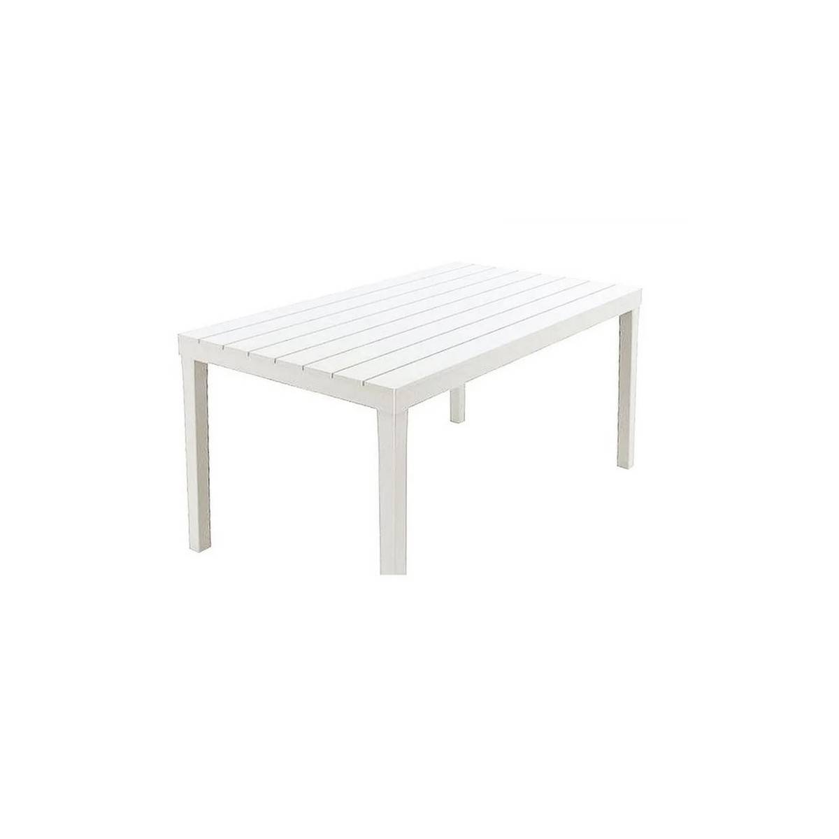Table blanche 138x80xH72cm rectangle Résine Effet lattes Bois - Imagen 3