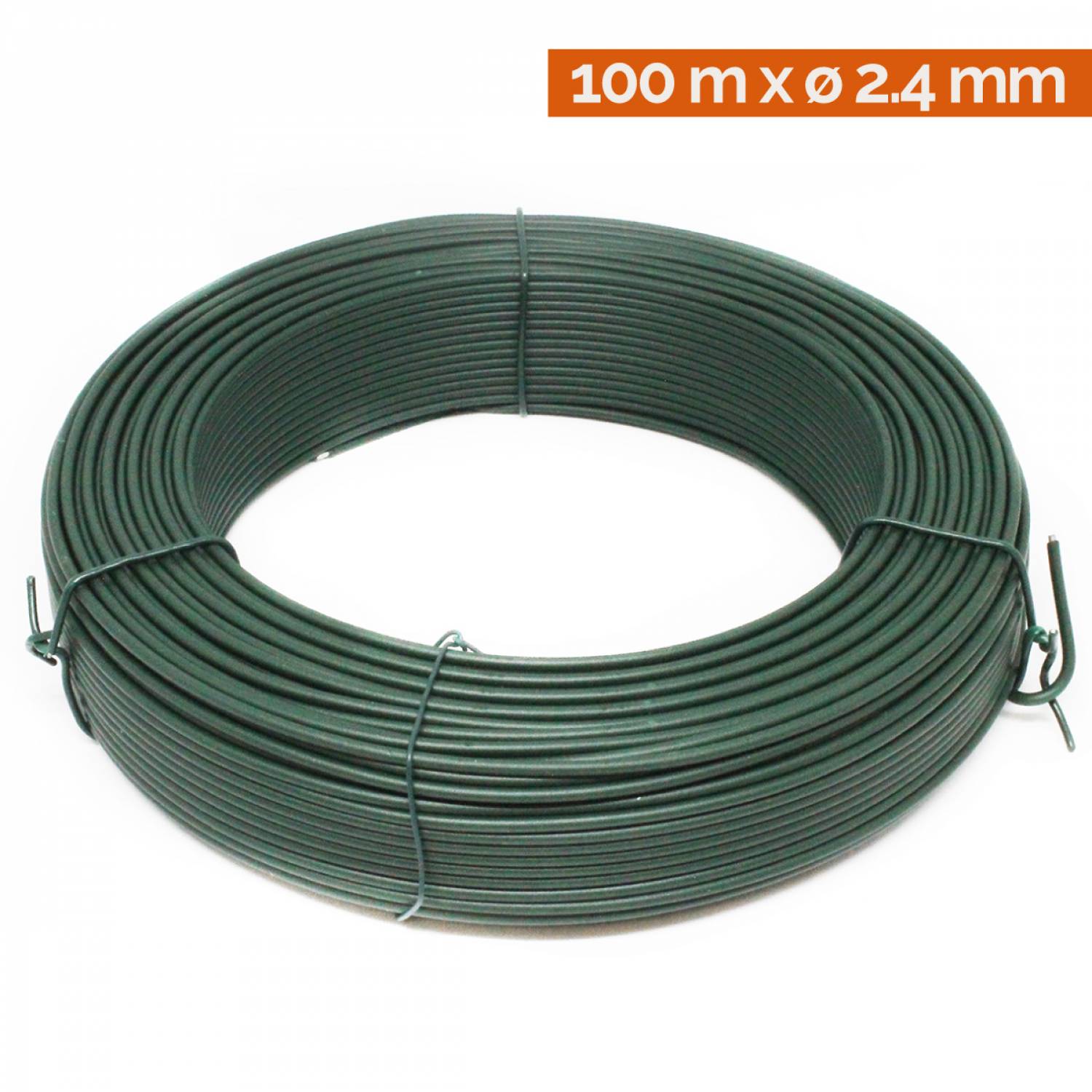 Linxor - Fil de tension en acier galvanisé plastifié pour grillage ou autre - 100 m x 2.4mm Ø - Vert  - Linxor - Imagen 2