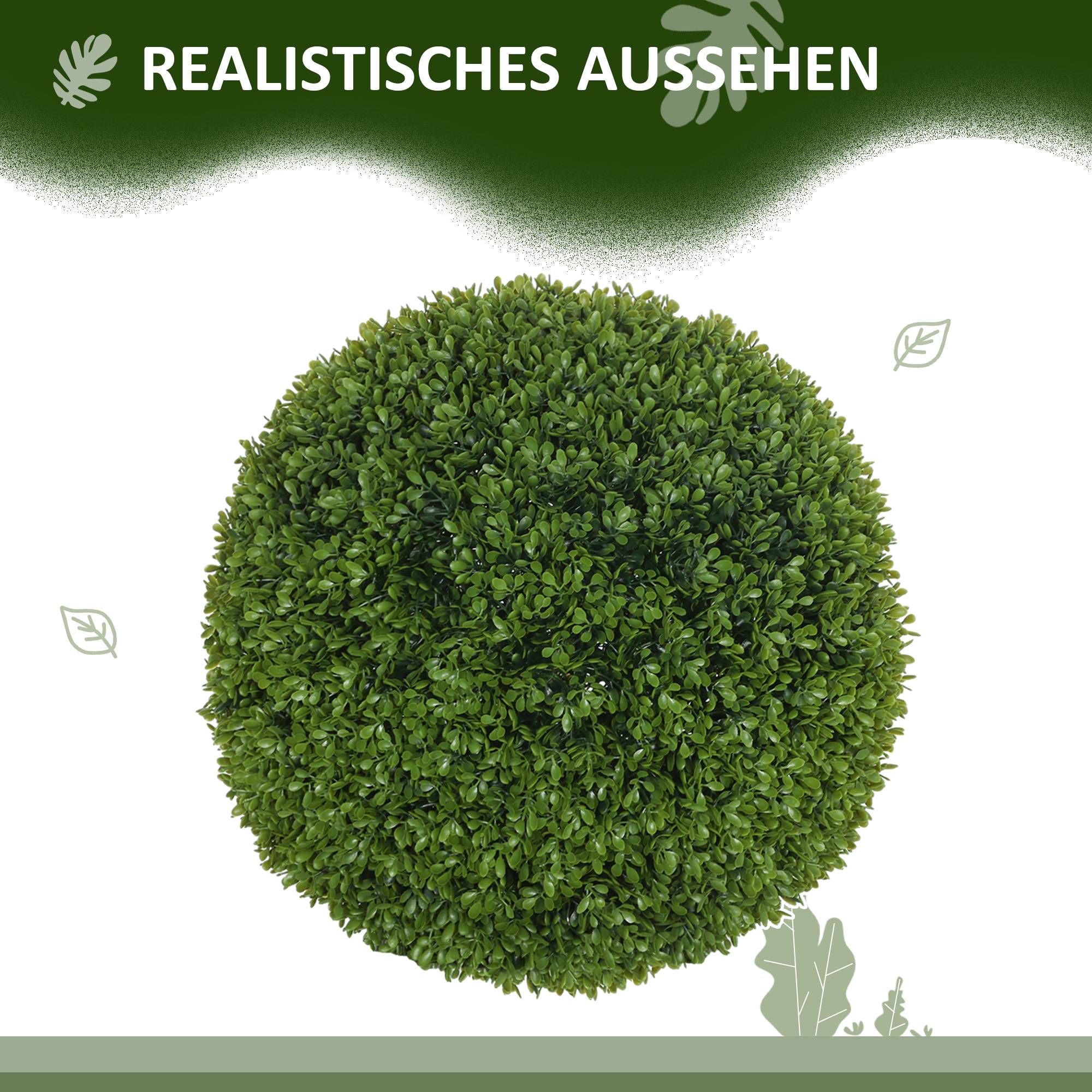 Lot de 2 boules de buis, plantes artificielles, résistantes UV, déco, intérieur/extérieur, vert - Image 6