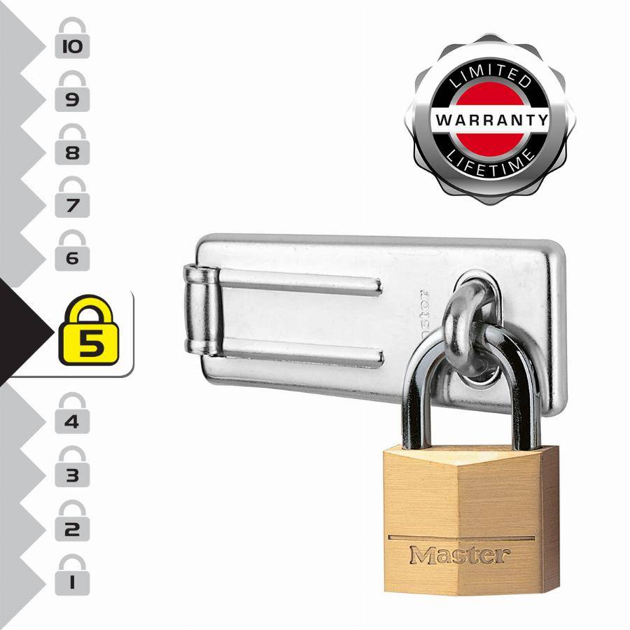 Master Lock - Pack moraillon de porte + cadenas à clé MASTERLOCK - 140703EURD - Imagen 4