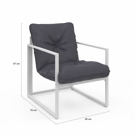 IDMARKET - Salon de jardin bas NAIROBI 8 places salon d'angle en acier blanc et coussins gris - Image 4
