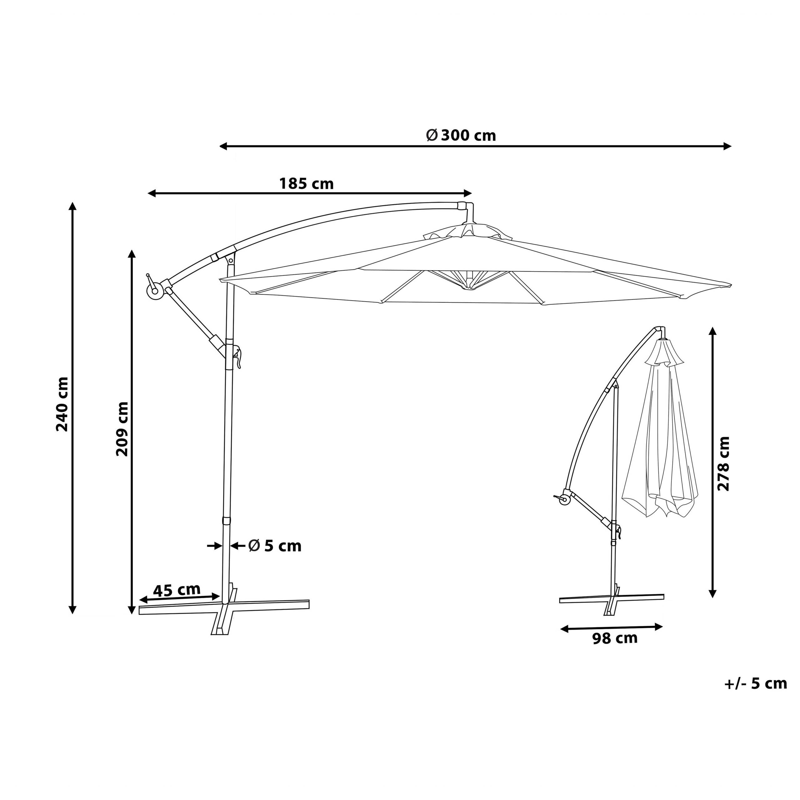 Beliani - Parasol déporté Tissu Beige clair RAVENNA - Beliani - Imagen 2