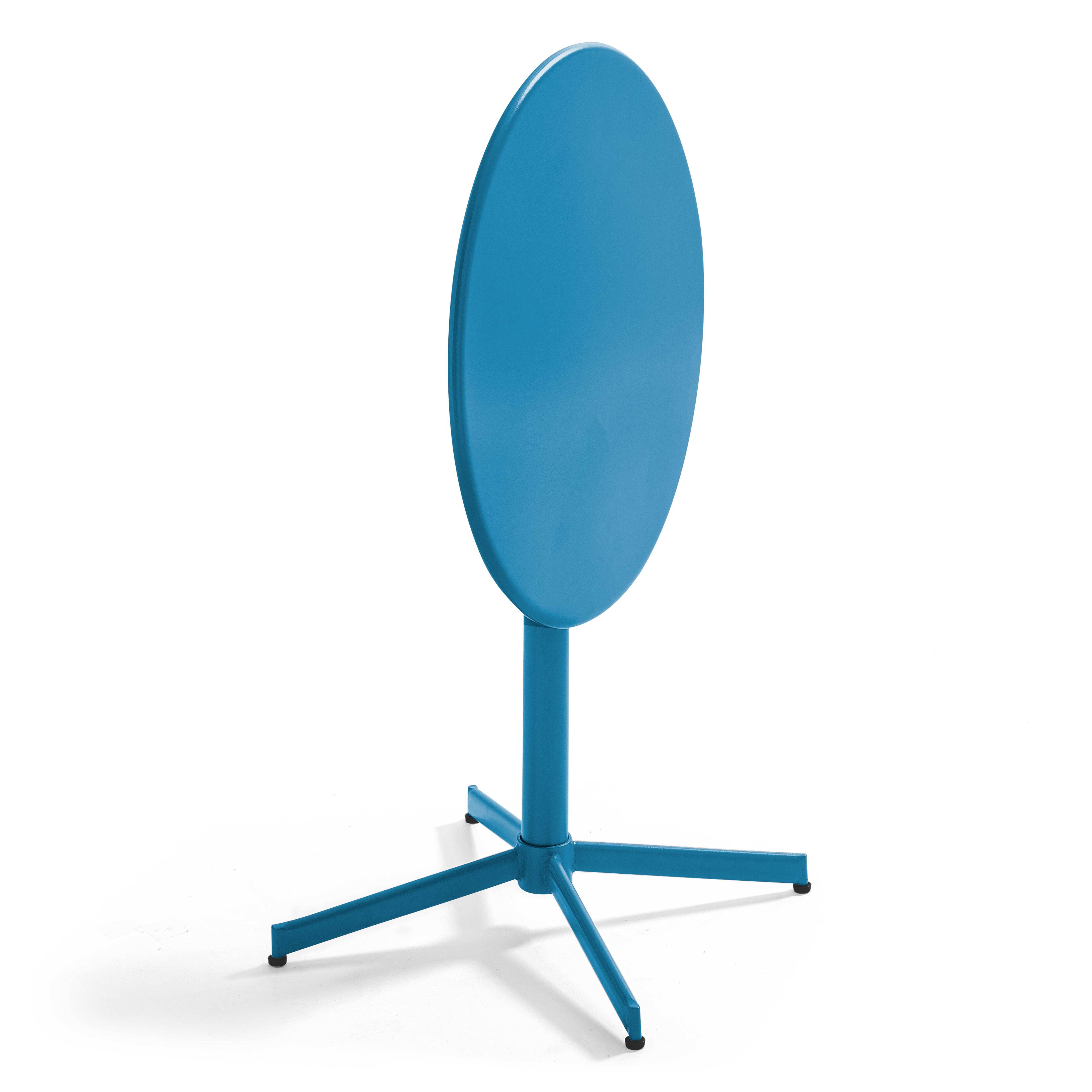 Oviala - Table de jardin ronde bistro inclinable en acier bleu pacific Palavas - Oviala - Imagen 4