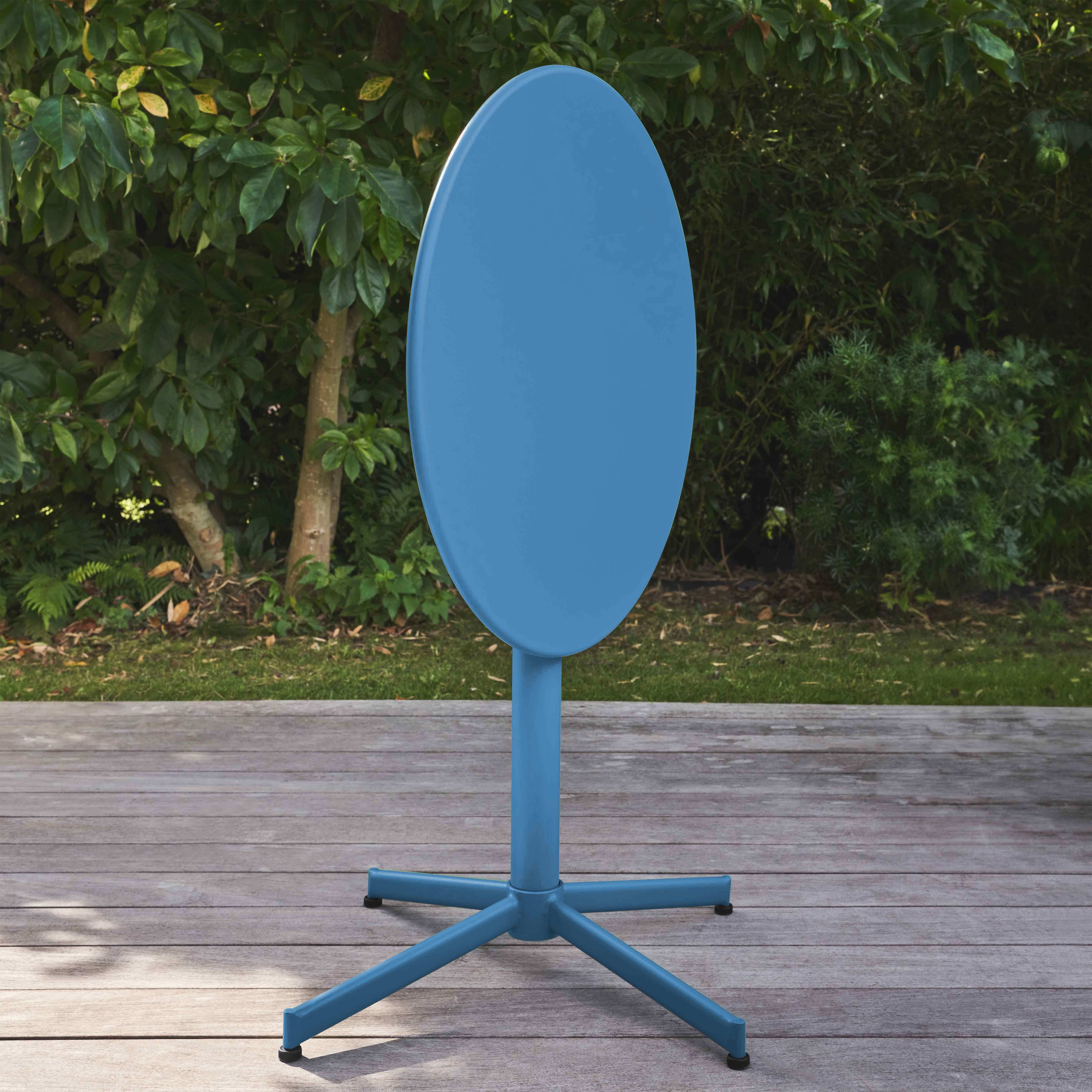 Oviala - Table de jardin ronde bistro inclinable en acier bleu pacific Palavas - Oviala - Imagen 3
