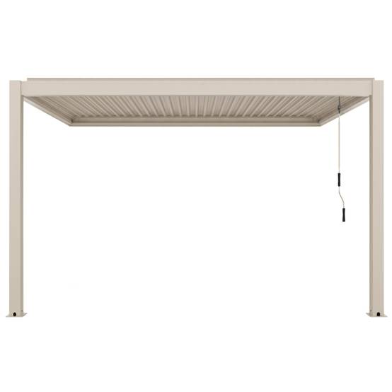Oviala - Pergola bioclimatique adossée 3x4 m et 1 store bois crème Oia - Oviala - Image 6