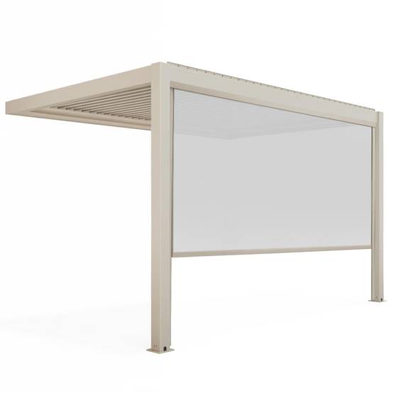 Oviala - Pergola bioclimatique adossée 3x4 m et 1 store bois crème Oia - Oviala - Image 2