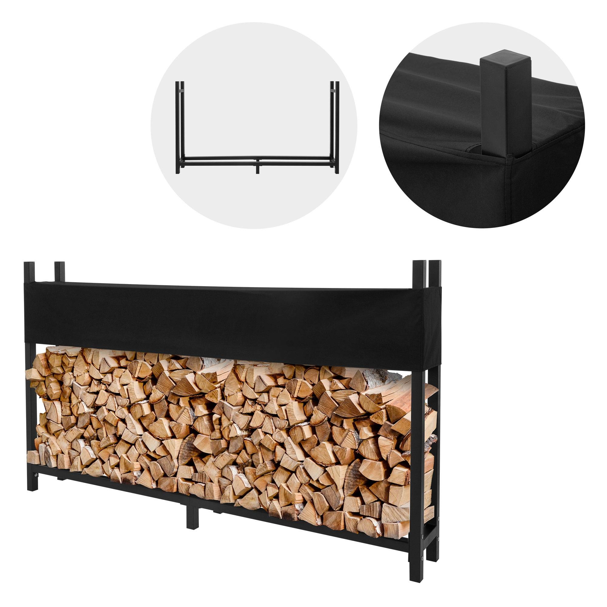 Ml-Design - Étagère pour bois de chauffage avec couvercle en acier anthracite 200x25x115 cm - Imagen 4