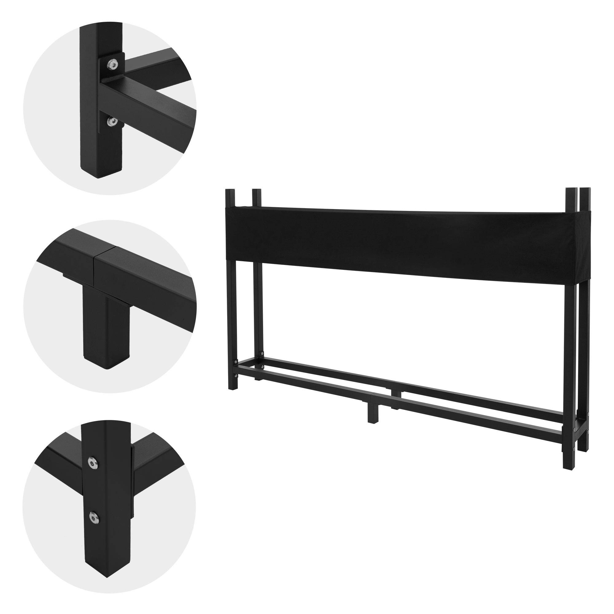 Ml-Design - Étagère pour bois de chauffage avec couvercle en acier anthracite 200x25x115 cm - Imagen 3