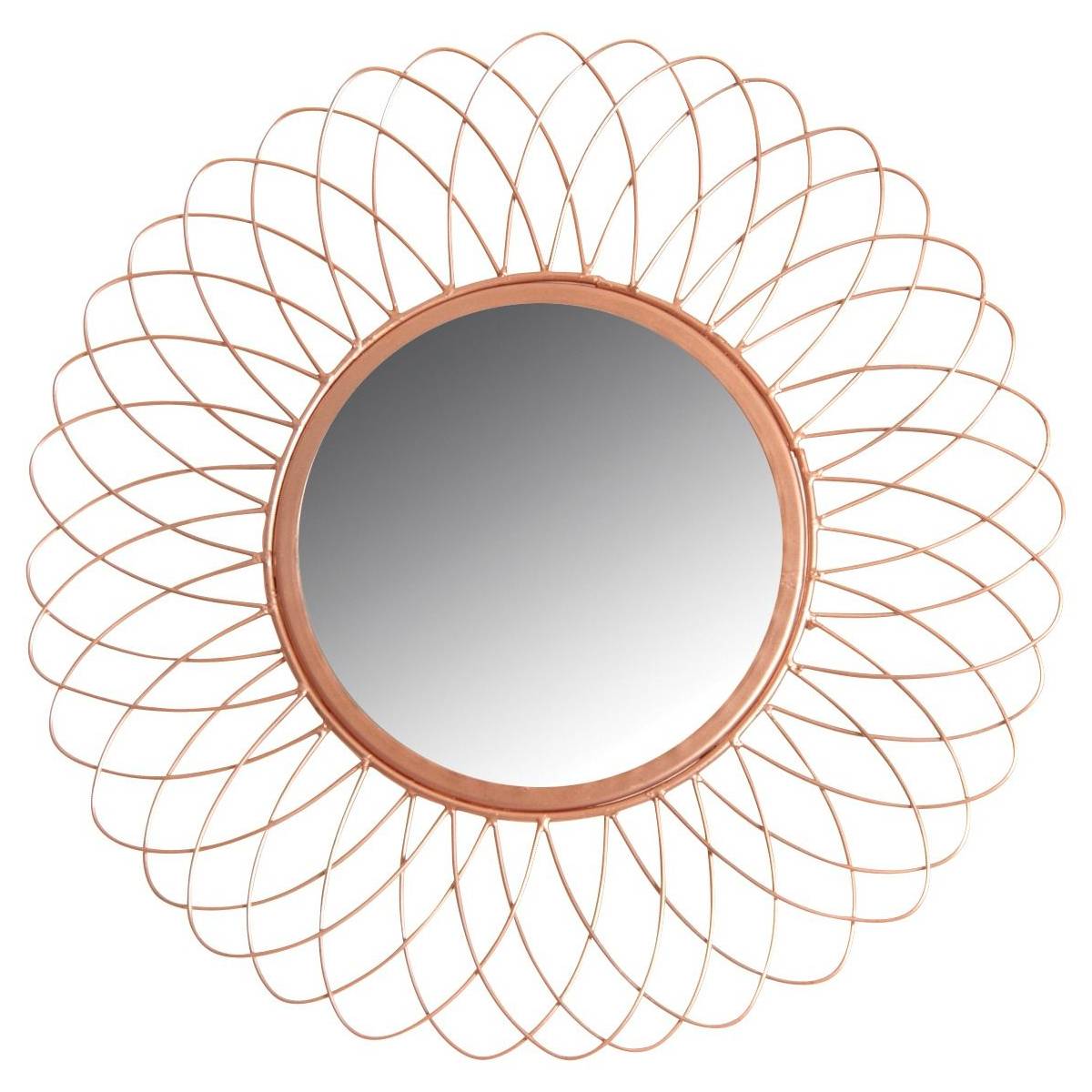 Aubry Gaspard - Miroir rond en métal cuivré