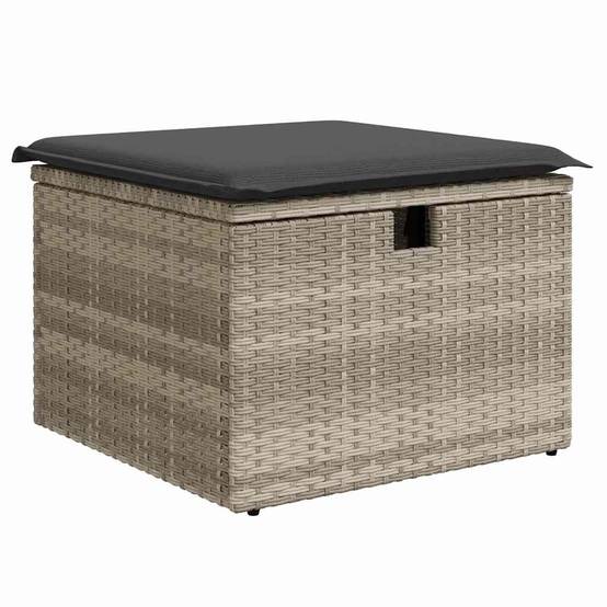 Canapé d'angle modulable 8 places en poly rotin avec assises de rangement Gris Clair – ComfortXL Outdoor Living - Image 7