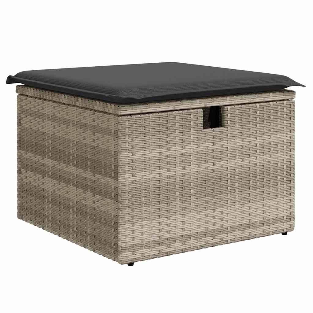 Canapé d'angle modulable 8 places en poly rotin avec assises de rangement Gris Clair – ComfortXL Outdoor Living - Image 7