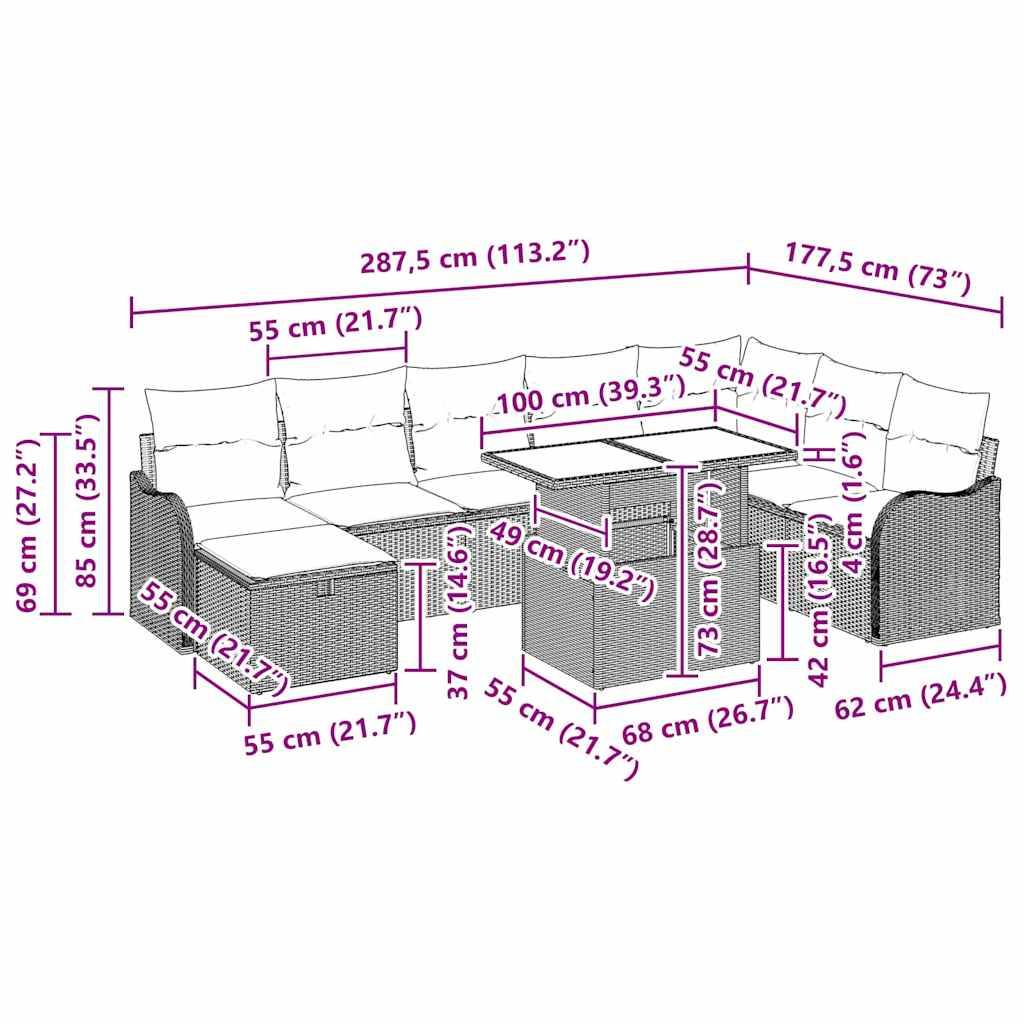 Canapé d'angle modulable 8 places en poly rotin avec assises de rangement Gris Clair – ComfortXL Outdoor Living - Image 5