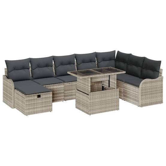 Canapé d'angle modulable 8 places en poly rotin avec assises de rangement Gris Clair – ComfortXL Outdoor Living - Image 2