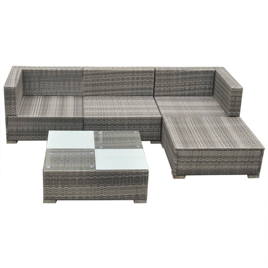 Vidaxl - Salon de jardin 5 pcs avec coussins résine tressée gris vidaXL 42735 - Imagen 4